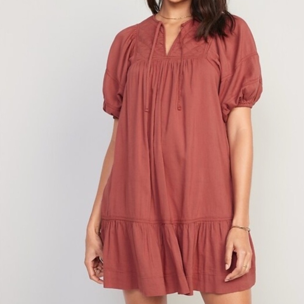 Old Navy Rust Mini Dress Tunic Oversized Loose Flattering Fit